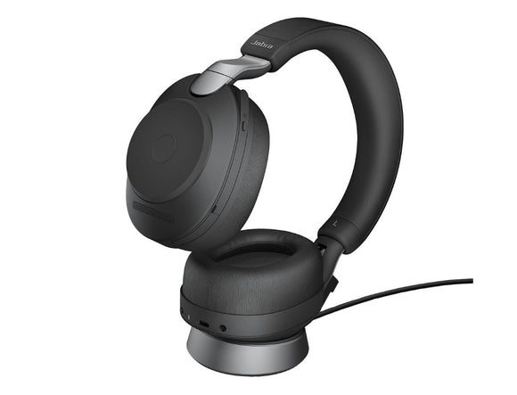 Jabra Evolve2 85 MS Stereo Black Link 380 USB-A and Charging Stand USB-A ANC Bluetooth Headset, 10-Microphone Technology, Digital Hybrid ANC