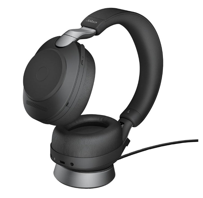 Jabra Evolve2 85 UC Stereo Black Link 380 USB-C and Charging Stand USB-C ANC Bluetooth Headset, 10-Microphone Technology, Digital Hybrid ANC