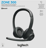 Logitech ZONE 300 Wireless Headset Midnight Black 1-Year Limited Hardware Warranty