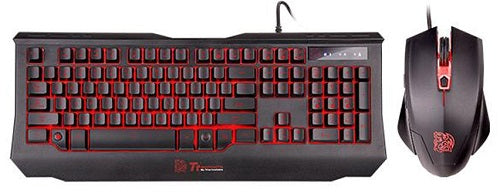 Thermaltake KB-KMC-PLBLUS-01, Tt eSPORTS Knucker Elite Multicolour Gaming Keyboard and Mouse Combo, Tactile Plunger Switches, On-the-fly Macro Recording, Gaming grade mouse with a sensitivity up to 2400 DPI, USB Connection, 1 Year