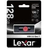 Lexar D300 128GB JumpDrive Dual Drive D300 USB 3.1 Type-C, up to 130MB/s read  quickly transfer a 3GB 4K movie clip in less than 1 minute, compared to