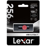 Lexar D300 256GB JumpDrive Dual Drive D300 USB 3.1 Type-C, up to 130MB/s read  quickly transfer a 3GB 4K movie clip in less than 1 minute, compared to