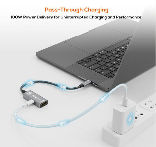 mbeat Tough Link USB-C to HDMI Adapter with 100W PD - Space Grey  5V-20V/5A, 100W PD  Up to 4K (3840 x 2160) @60Hz