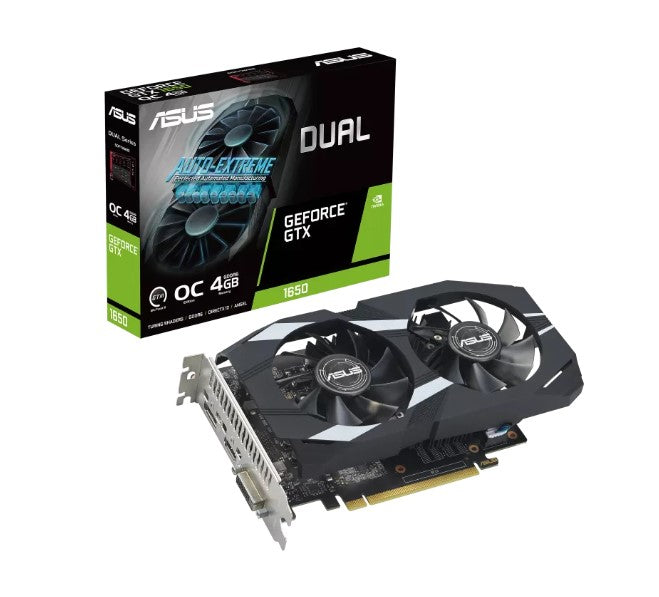 ASUS nVidia GeForce DUAL-GTX1650-O4GD6-P-EVO, GTX1650 OC Edition 4GB GDDR6 EVO, 1755 MHz Boost Clock, RAM 12 Gbps, 1xDP, 1xHDMI