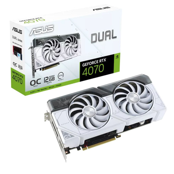 ASUS nVidia GeForce DUAL-RTX4070-12G-WHITE RTX4070 White Edition 12GB GDDR6X 2475 MHz Boost Clock, RAM 21Gbps, 3xDP, 1xHDMI