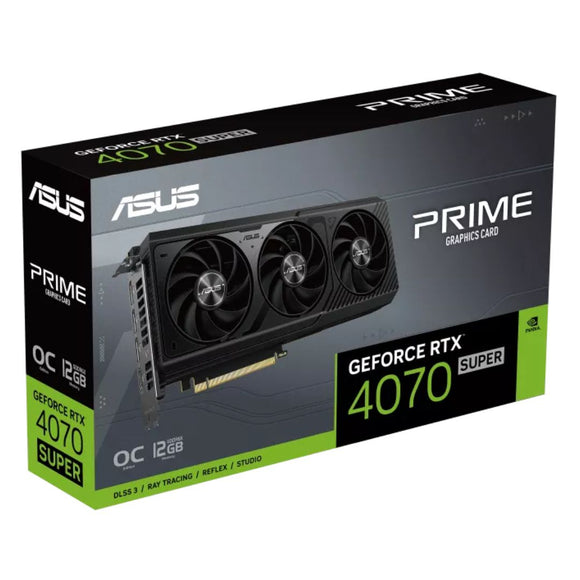 ASUS nVidia GeForce PRIME-RTX4070S-O12G RTX4070 SUPER 12GB GDDR6X OC Edition, AI Performance 578, 2520 MHz Boost Clock, RAM 21Gbps