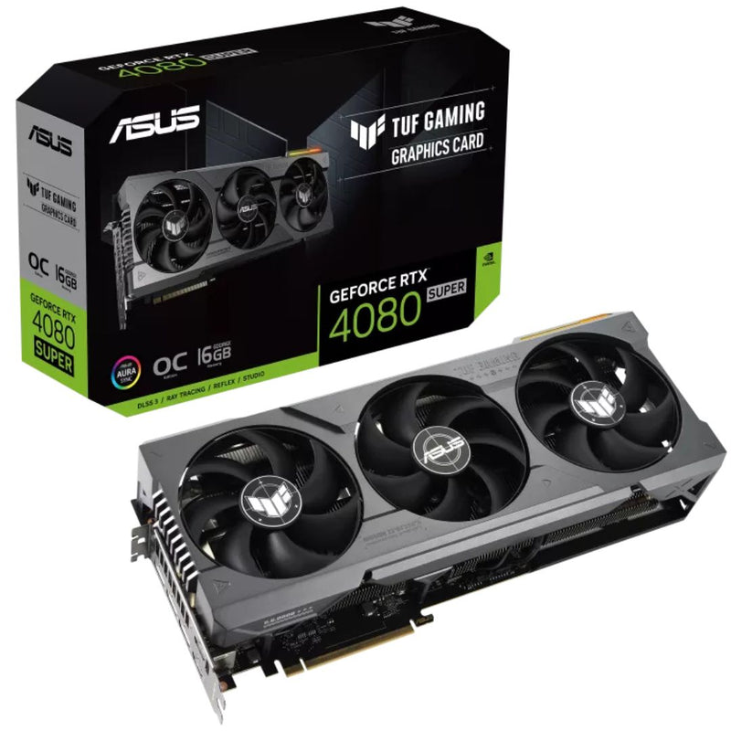 ASUS nVidia GeForce TUF-RTX4080S-O16G-GAMING RTX 4080 SUPER 16GB GDDR6X OC Edition 2610 MHz Boost Clock, RAM 23Gbps, 3xDP, 2xHDMI