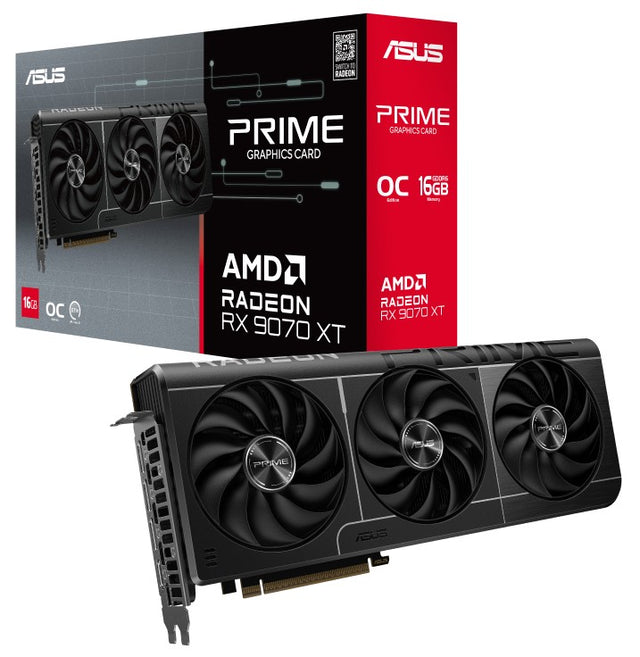 ASUS AMD Radeon PRIME PRIME-RX9070XT-O16G RX 9070 XT 16GB GDDR6 OC Edition 20 Gbps 2.5 Slot 256-bit