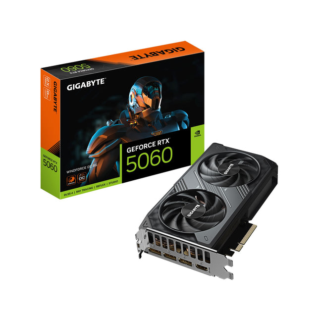 Gigabyte GV-N5060WF2OC-8GD, Nvidia GeForce RTX 5060 WINDFORCE OC, 8GB GDDR7, Core Clock: 2512MHz, Cuda Core: 3840, 1xHDMI, 3xDP, PSU: 450W, PCIe5.0, 3 Year Warranty