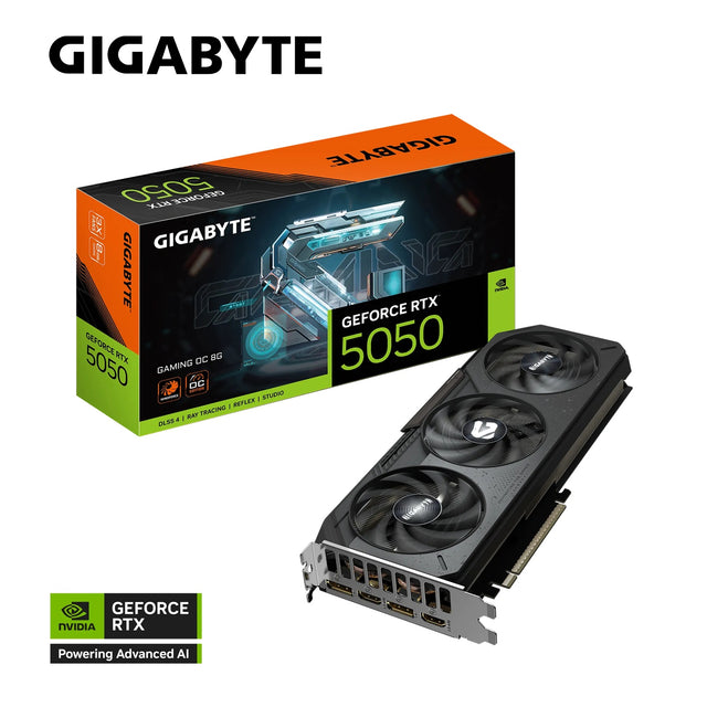 Gigabyte GV-N5050GAMING OC-8GD, Nvidia GeForce RTX 5050 GAMING OC, 8GB GDDR6, Core Clock: 2572MHz, Cuda Core: 2560, 2xHDMI, 2xDP, PSU: 550W, PCIe5.0, 3 Year Warranty