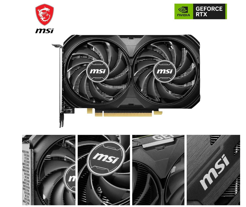 MSI nVidia GeForce RTX™ 4060 Ti 8G VENTUS 2X BLACK E1 Video Card  2580 MHz Boost Clock, 8GB GDDR6,DisplayPort x 3 (v1.4a),HDMI x 1