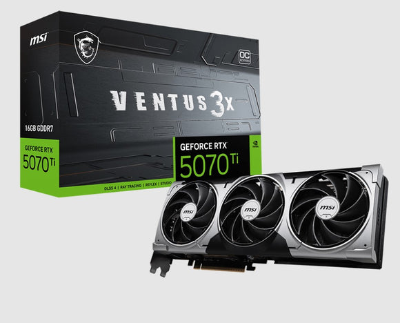 MSI nVidia GeForce RTX™ 5070 Ti 16G VENTUS 3X OC, Boost: 2482 MHz, CUDA 8960 Units, 16GB GDDR7, HDMI™ x 1 (embargo)