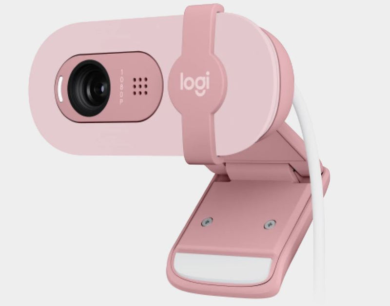 Logitech Brio 100 Full HD 1080p webcam with auto-light balance, integrated privacy shutter, and built-in mic