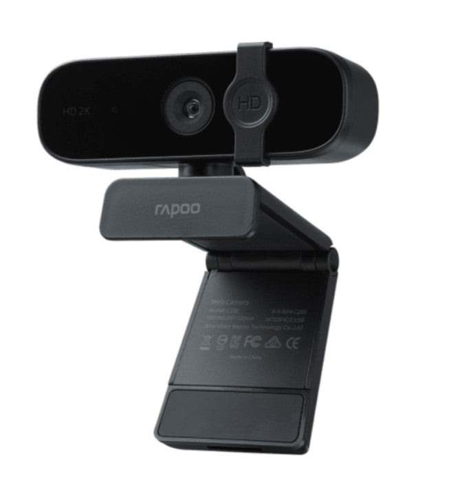 RAPOO V280 BK 2K HD Webcam - 85 Degree Wide-Angle Lens, 360 degrees Omini Microphone. Plug and Play.