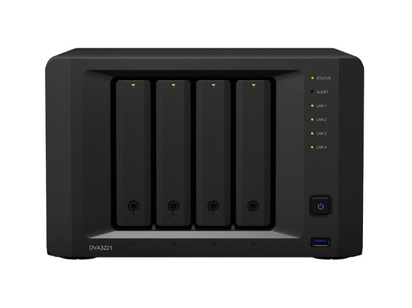 Synology DVA3221 4 Bay NAS Intel Atom C3538 8 GB DDR4 Hot Swappable 4x1GbE 3xUSB3.0 2xeSATA Port 2