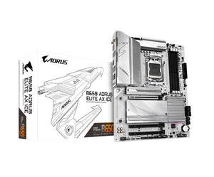 Gigabyte B650 AORUS ELITE AX ICE AMD B650 AM5 ATX Motherboard 4x DDR5~192GB,3x PCIe x16, 3x M.2, 4x SATA 6, 2x USB 3.2, 1x USB-C, 2x USB 2.0