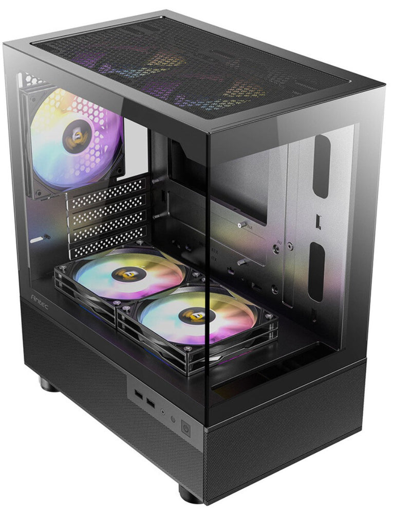 Antec CX200M RGB Elite, mATX, 270 degrees view, USB 3.0 x 2, Audio I/O Bottom. Mesh front and bottom. Clear Glass View, 5x RGB Fans.  Gaming Case