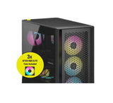 Corsair iCUE 4000D RGB Airflow Mesh Front Panel Mid-Tower. Black. 3x AF120 RGB Elite Fans, Node Pro Controller - Gaming Case