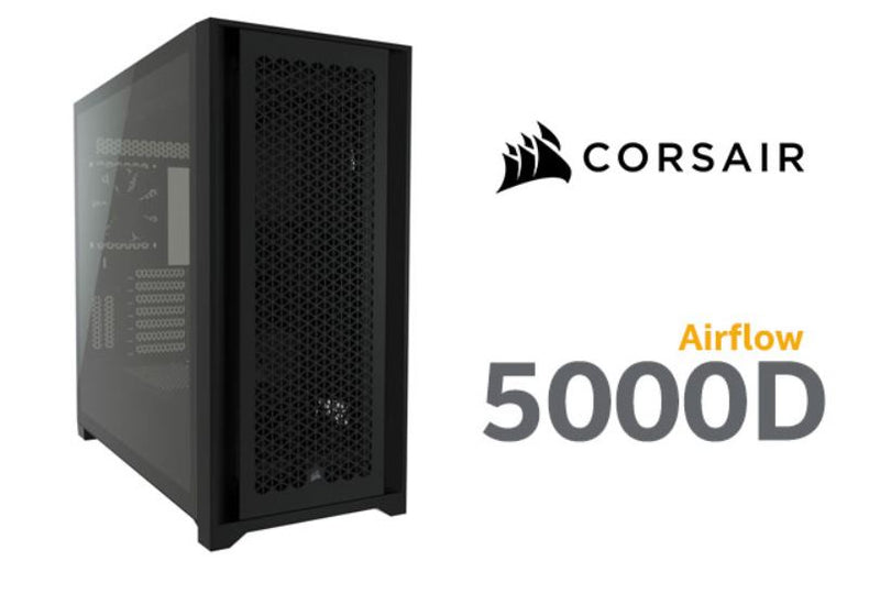 Corsair 5000D AIRFLOW E-ATX, ATX, USB Type-C, 2x 120mm Airguide Fans, Radiator 360mm. 7x PCI, 4x 2.5