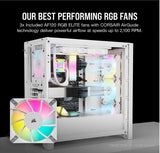 Corsair iCUE 5000D RGB High Airflow, 3x AF120 RGB Elite Fan, Lighting Node Pro Controller, Tempered Glass Mid-Tower, White Gaming Case