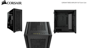 Corsair Obsidian 7000D AF Tempered Glass Mini-ITX, M-ATX, ATX, E-ATX Tower Case, USB 3.1 Type C, 10x 2.5", 6x 3.5" HDD. Black