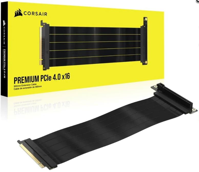 Corsair Premium PCIe 4.0 x16 Extension Cable, 300mm for vertial VGA setup. Ultra Durable. for AMD and Nvidia GPU 7 seris and 40xx Video Cards