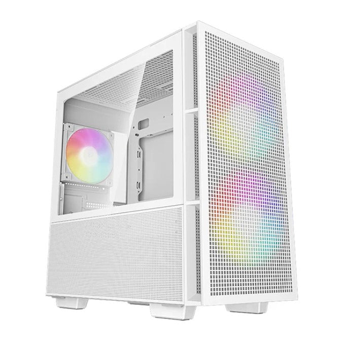 DeepCool CH360 White Micro ATX Case, Tempered Glass Window, 1x USB 3.0, 1x USB-C, HD Audio, 2x 140mm ARGB and 1x 120mm ARGB Pre-installed Fans