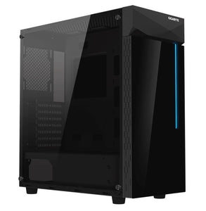 Gigabyte C200 RGB Tempered Glass ATX Mid-Tower PC Gaming Case 2x3.5" 2x2.5" 2xUSB3.0 Detachable Dust Filter Liquid Cooling PSU Shroud Design(BLACK)