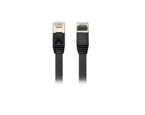 Edimax 0.5M Black 10GbE Shielded CAT7 Network Cable - Flat 100% Oxygen-Free Bare Copper Core, Alum-Foil Shielding, Grounding Wire, Gold Plated RJ45