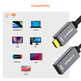 mbeat Tough Link HDMI to DisplayPort Adapter with USB Power  Seamless Signal Transfer  Plug-and-Play Convenience Cable Length: 15cm