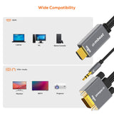 mbeat Tough Link 1.8m HDMI to VGA Cable with USB Power & 3.5mm Audio Up to 1080p@60Hz (1920×1080) HDMI (Male)×1; USB-A (Connect to Power)×1