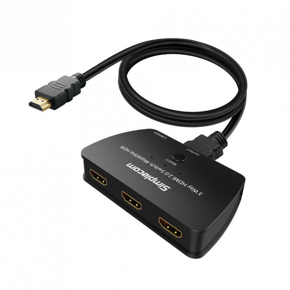 Simplecom CM323 3 Way HDMI 2.0 Switch 3 IN 1 OUT Ultra HD 4K 60Hz HDR HDCP 2.2