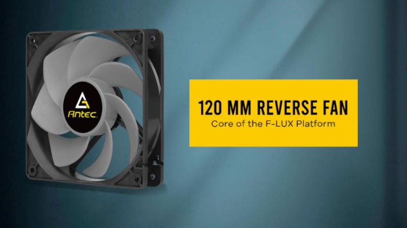 Antec F-LUX Platform Reverse Fan. Reverse Fan Flow 1400-2000 RPM 42.28 CFM Low Noise 31.25db.  Bulk Pack (LS)