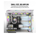 Corsair AF SLIM Series, AF120 RGB SLIM WHITE, 120mmx15mm Fluid Dynamic RGB Fan, Single Pack