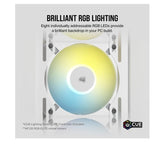 Corsair AF SLIM Series, AF120 RGB SLIM WHITE, 120mmx15mm Fluid Dynamic Bearing RGB PWM Fan, Dual Pack with Lighting Node CORE