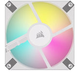 Corsair AF SLIM Series, AF120 RGB SLIM WHITE, 120mmx15mm Fluid Dynamic Bearing RGB PWM Fan, Dual Pack with Lighting Node CORE