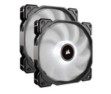 Corsair Air Flow 140mm Fan Low Noise Edition / White LED 3 PIN - Hydraulic Bearing, 1.43mm H2O. Superior cooling performance. TWIN Pack! (LS)