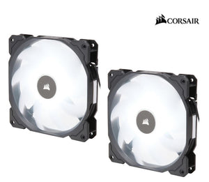 Corsair Air Flow 140mm Fan Low Noise Edition / White LED 3 PIN - Hydraulic Bearing, 1.43mm H2O. Superior cooling performance. TWIN Pack! (LS)