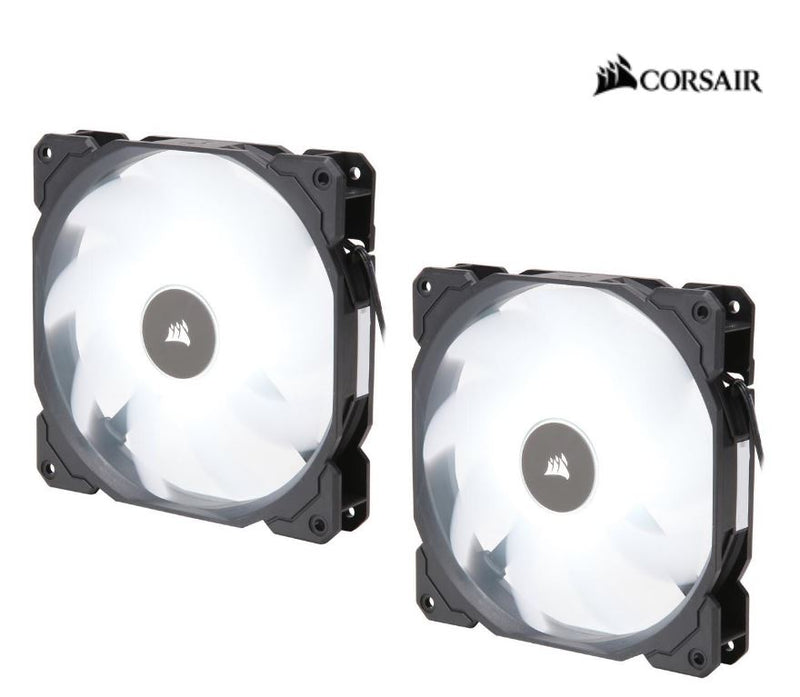 Corsair Air Flow 140mm Fan Low Noise Edition / White LED 3 PIN - Hydraulic Bearing, 1.43mm H2O. Superior cooling performance. TWIN Pack! (LS)