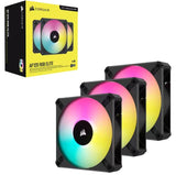 Corsair AF ELITE Series, AF120 RGB ELITE Black, 120mm Fluid Dynamic with AirGuide, 3 Pack with Lightng Node Core XT Fan Kit