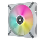 Corsair ML ELITE Series, ML140 RGB ELITE WHITE, 140mm Magnetic Levitation RGB Fan with AirGuide, Dual Pack with Lighting Node CORE (LS)