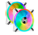 Corsair QL140 RGB White Dual Fan Kit with Lighting Node Core, ICUE, 140mm RGB LED PWM Fan 26dBA, 50.2 CFM, 2 Fan Pack