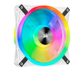 Corsair QL140 RGB White Dual Fan Kit with Lighting Node Core, ICUE, 140mm RGB LED PWM Fan 26dBA, 50.2 CFM, 2 Fan Pack