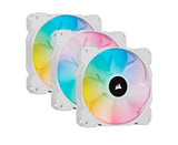 Corsair White SP120 RGB ELITE, 120mm RGB LED PWM Fan with AirGuide, Triple Pack with Lighting Node CORE (LS)