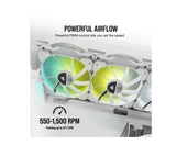 Corsair White SP120 RGB ELITE, 120mm RGB LED PWM Fan with AirGuide, Triple Pack with Lighting Node CORE (LS)