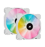 Corsair White SP140 RGB ELITE, 140mm RGB LED Fan with AirGuide, 68 CFM, Dual Pack with Lighting Node CORE