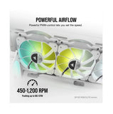 Corsair White SP140 RGB ELITE, 140mm RGB LED Fan with AirGuide, 68 CFM, Dual Pack with Lighting Node CORE