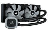 Corsair H100 RGB 240mm Radiator, 2x SP120 RGB Elite PWM Fan, ICUE Suport, Ultra Bright RGB Pump Head. Liquid Cooling. Black