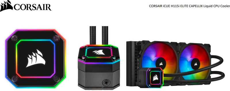 Corsair H115i Elite CAPELLIX 280mm Radiator, 2x ML140 RGB PWM Fans, Ultra Bright RGB Pump Head. Liquid Cooling, (LS) > CFCW-H115IE-CP-XT