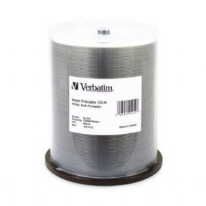 Verbatim CD-R 700MB 100Pk White Wide InkJet 52x Ideal for full-surface, edge-to-edge printing